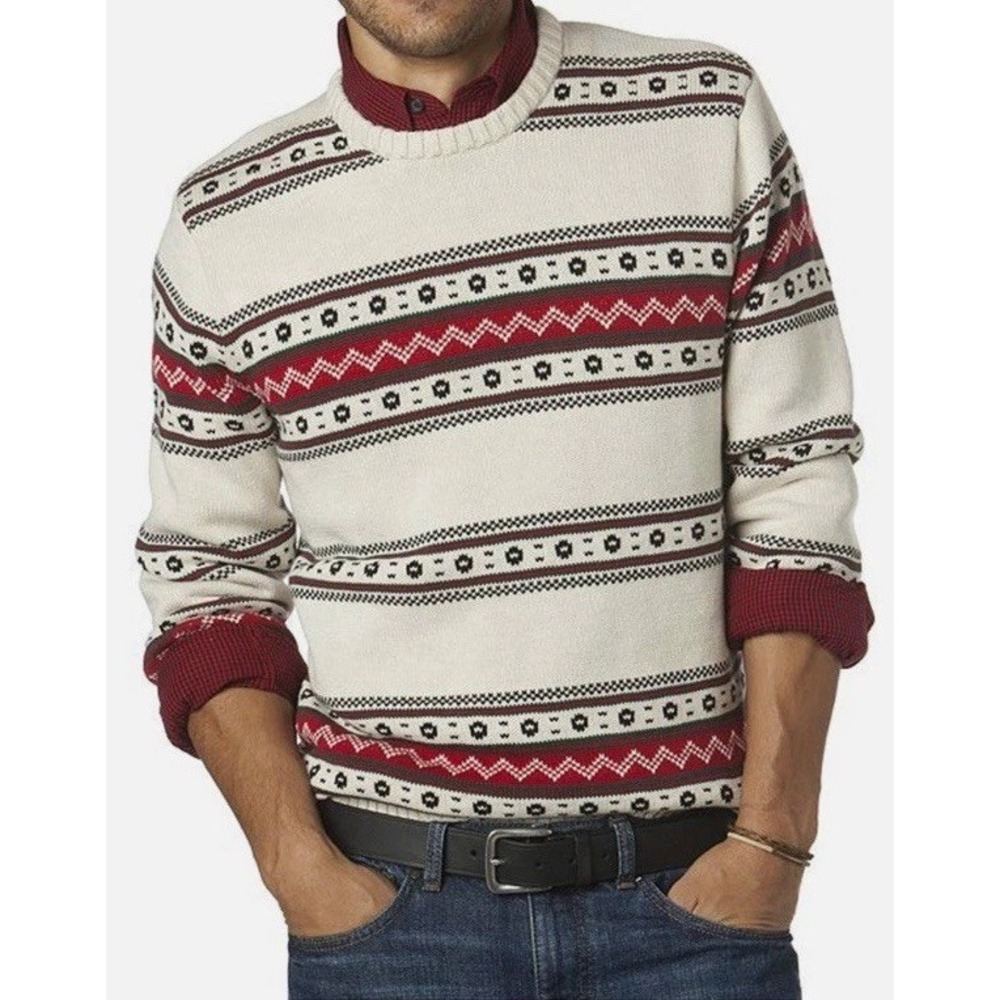 NWT Mens Chaps Crewneck Sweater Oatmeal Heather Sz Med $80